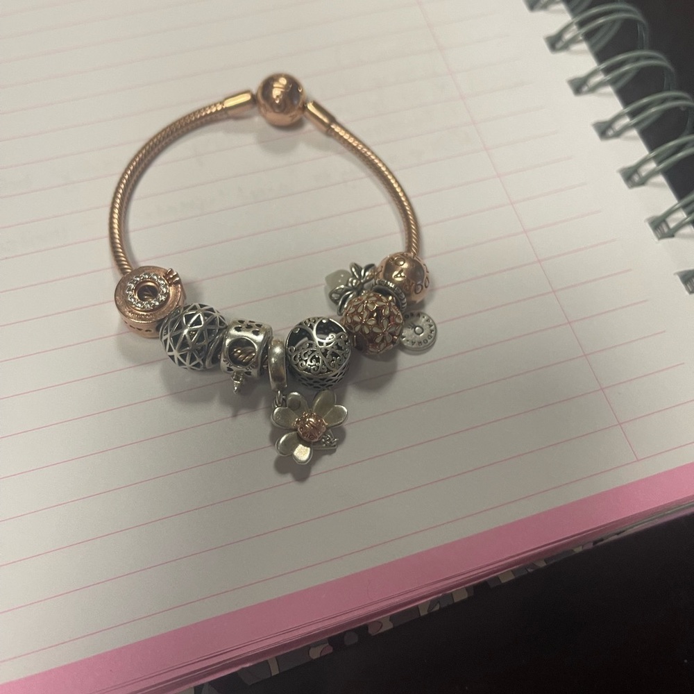 Pandora 7.1 inch rose gold bracelet.